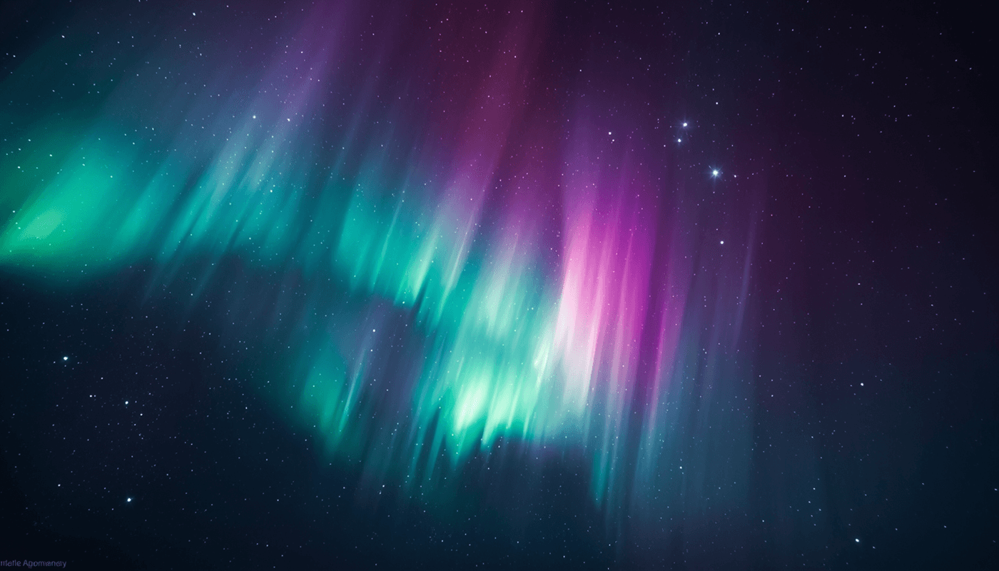 The Northern Lights over a dramatic landscape